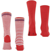 Zestaw 2 skarpetek Burlington Everyday Stripe Mix – czerwony tulipan