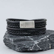steel-barnett-bonacci-layered-multi-strand-leather-bracelet---black-35896633