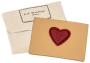 Etui na karty Elie Beaumont Heart – beż norek/czerwień winna