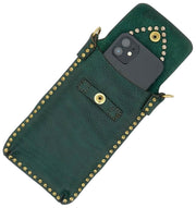 Torba na telefon Campomaggi Portacelle Stud - zielona butelka/czerwona