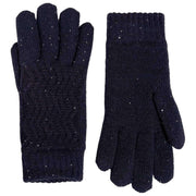 Rękawiczki z cekinami Dents Chevron Knit – granatowe