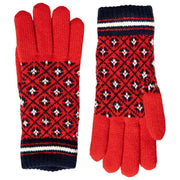 Dziane rękawiczki Dents Jacquard Fair Isle - Berry Red/Granat