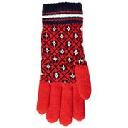 Dziane rękawiczki Dents Jacquard Fair Isle - Berry Red/Granat