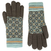 Rękawiczki dzianinowe Dents Jacquard Fair Isle – grafitowoszary/niebieski