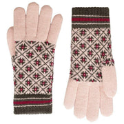 Rękawiczki dzianinowe Dents Jacquard Fair Isle – różowy/szary