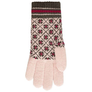 Rękawiczki dzianinowe Dents Jacquard Fair Isle – różowy/szary