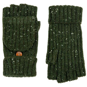 Dents Marl Yarn Half Finger Gloves - Olive Green