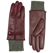 Rękawiczki skórzane Dents Renee Touchscreen – Damson Burgund/Charcoal Grey