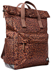 Roka Canfield B Średni plecak z płótna z recyklingu - Mini Leopard Brown