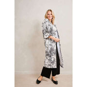 Długie kimono Elie Beaumont Serendipity - czarno-biały żuraw