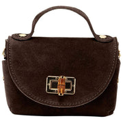 Mini torba bambusowa Elie Beaumont Suede - ciemny czekoladowy brąz
