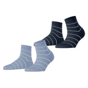 Esprit Fine Line 2 Pack Short Socks - Blue