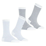 Esprit Fine Line 2 Pack Socks - White/Blue