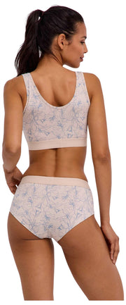 Dwupak biustonosza z gorsetem Falke Daily Comfort Print – beżowy/niebieski