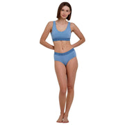 Dwupak biustonosza z gorsetem Falke Daily Comfort – niebieski/beżowy