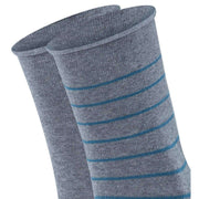 Falke Happy Stripe 2 Pack Socks - Light Grey Mel