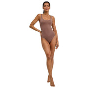 Ponadczasowe bawełniane body z krótkim rękawem Falke - Milkshake Brown
