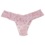 Stringi Hanky Panky Signature Lace – 3 pary oryginalnych stringów z wysokim stanem – Rumiany róż/Granat/Celeste Blue