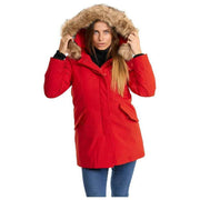 Helvetica Mountain Pioneers Kurtka parka z kapturem Lilli - czerwona/naturalna