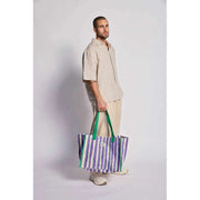 Torba na ramię Claude Tote - zielona/Parma w paski