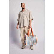 Torba na ramię Claude Tote Bag - Pomarańczowe/Niebieskie Paski