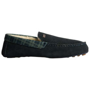 Klapki Hunter z kołnierzem w szkocką kratę - granatowe