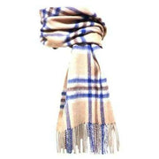 Knightsbridge Neckwear Checked Pure Wool Scarf - Beige/Blue