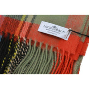 Koc Locharron of Scotland Borders Bruce of Kinnaird Starożytny koc z owczej wełny - różowy/zielony/pomarańczowy