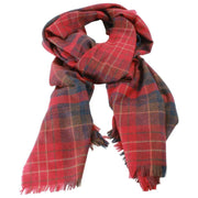 Luksusowy szalik Locharron of Scotland Brock Caledonia Ruby - czerwony/granatowy