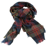 Nowoczesny luksusowy szalik Locharron of Scotland Brock Logan - granatowy/oliwkowy/czerwony