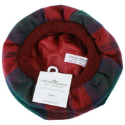 Locharron of Scotland Lindsay Modern Lambswool Tam - Ciemnozielony/Burgundy