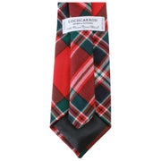 Nowoczesny krawat w kratę Locharron of Scotland Reiver MacFarlane - czerwony/zielony/biały