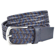 Miguel Bellido Sports Woven Leather Belt - Ink Blue/Grey/Mid Brown