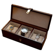 Orton West Leather Three Section Watch Box - Brown