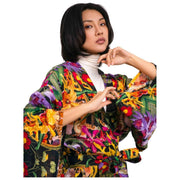 Długa suknia kimono w kolorze pudrowego kalejdoskopu – wielokolorowa