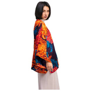 Krótka kurtka kimono w kolorze pudrowej chryzantemy - niebieska