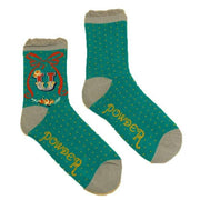 Powder Letter U Ankle Socks - Teal Blue