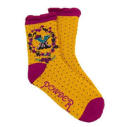 Powder Letter X Ankle Socks - Mustard Yellow