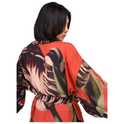Długa suknia kimono w kolorze pudrowego tulipana – czerwona