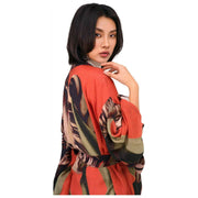 Długa suknia kimono w kolorze pudrowego tulipana – czerwona