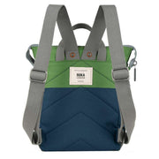 Roka Bantry B Small Creative Waste Two Tone Recycled Canvas Backpack - Deep Blue/Foliage Green