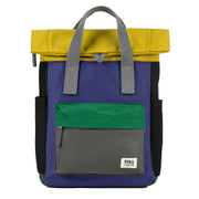 Roka Canfield B Small Creative Waste Colour Block Recycled Nylon Backpack - Purple/Yellow/Green