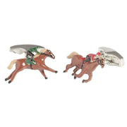 Simon Carter Horse Racing Cufflinks - Silver/Brown