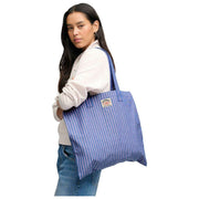 Torba materiałowa Superdry & Co Oxford Stripe – Broker granat/różowy pasek