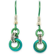 Ti2 Titanium Double Beam Drop Earrings - Green