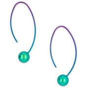 Ti2 Titanium Orbit Drop Earrings - Green