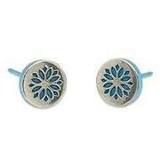 Ti2 Titanium Small Floral Stud Earrings - Blue