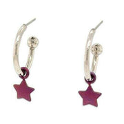 Ti2 Titanium Star Charm Hoop Earrings - Brown