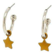 Ti2 Titanium Star Charm Hoop Earrings - Tan Brown