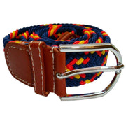 Bassin and Brown Cross Stripe Woven Elasticated Belt - Navy/Red/Yellow
